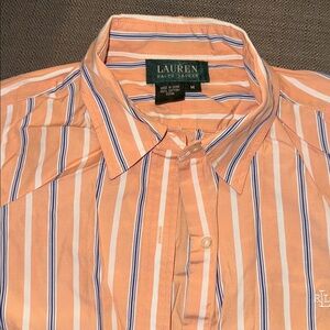 Lauren Ralph Lauren Coral and Blue Striped Shirt